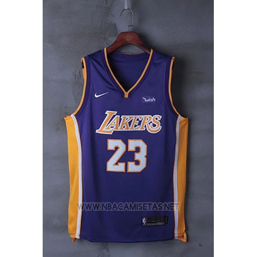 Camiseta Los Angeles Lakers Lebron James NO 23 Statement 2017-18 Violeta